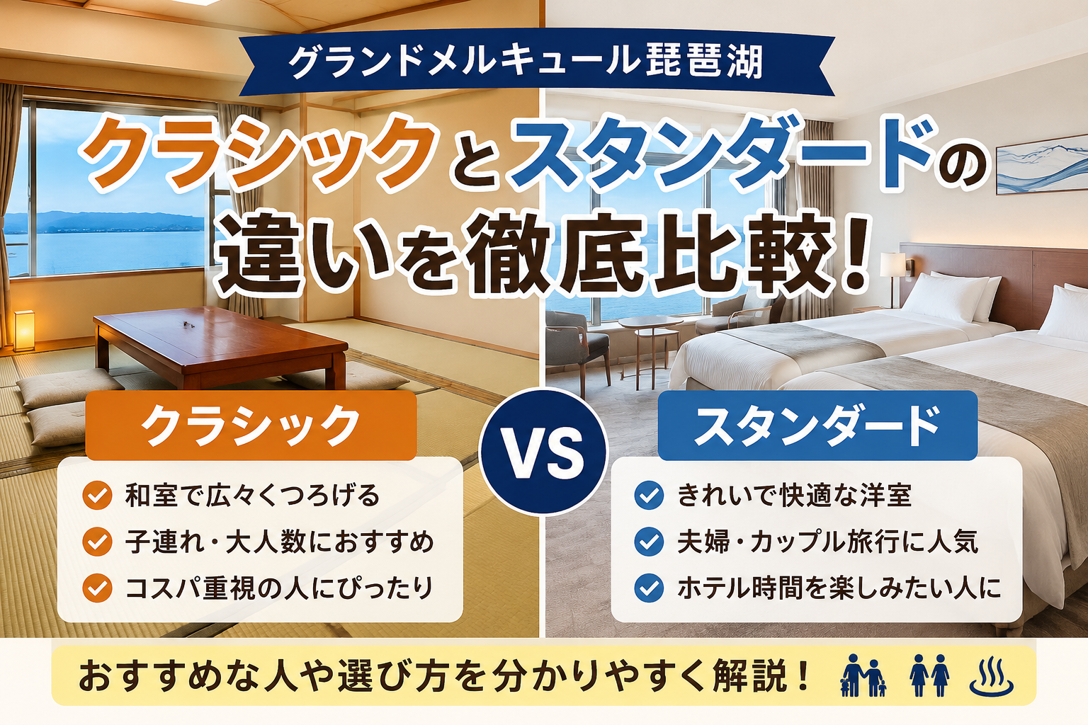 グランドメルキュール琵琶湖のクラシックとスタンダードの違いを徹底比較!どっちがおすすめ?